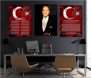  3lü Set VatanTemalı Cam Tablo 33