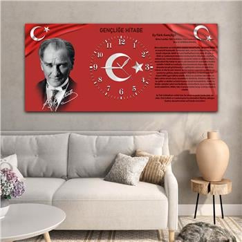 Tableau en verre sur le thème de la nation avec horloge centrale horizontale  011