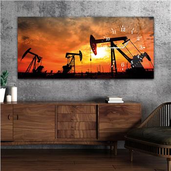 Horizontal bedrucktes Glas mit Kunst und Naturthema und einer Uhr an der Seite 049