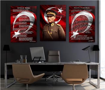  3lü Set VatanTemalı Cam Tablo 27