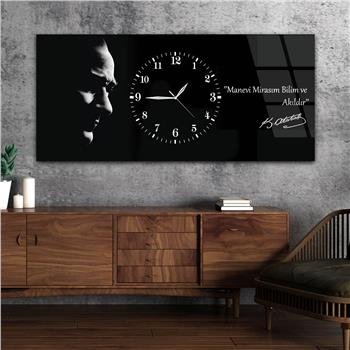 Tableau en verre sur le thème de la nation avec horloge centrale horizontale  015