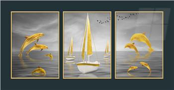 Alüminyum Çerçeveli Sanat Temalı 3lü Set MDF Tablo 0066