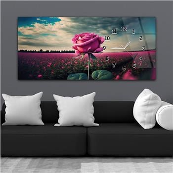 Gece Uluyan Bozkurt Sürüsü Yatay Saatli Yandan Sanat ve Doğa Temalı Cam Tablo 237