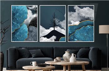 Alüminyum Çerçeveli Sanat Temalı 3lü Set CAM Tablo 0070