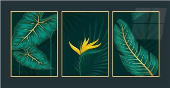 Alüminyum Çerçeveli Sanat Temalı 3lü Set MDF Tablo 0017