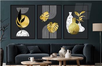 Alüminyum Çerçeveli Sanat Temalı 3lü Set CAM Tablo 0008