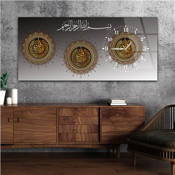 لوحة زجاجية أفقية ذات طابع ديني مع ساعة جانبية 055