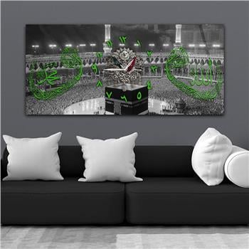 Tableau en verre à thème religieux avec horloge centrale horizontale  099