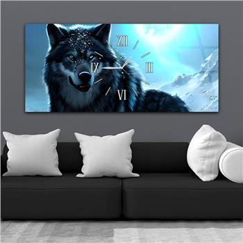 Horizontaal, in Het Midden Voorzien Van Een Klok, Kunst En Natuur Thema Gehard Glasschilderij 102