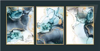 Alüminyum Çerçeveli Sanat Temalı 3lü Set MDF Tablo 0024