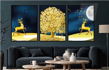 Alüminyum Çerçeveli Sanat Temalı 3lü Set CAM Tablo 0075