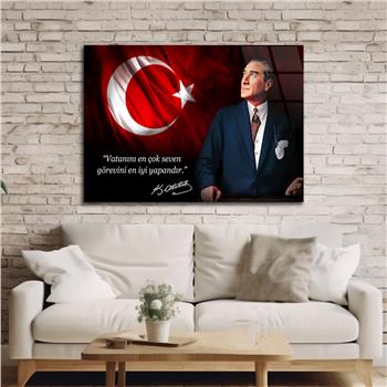 Yatay Vatan Temalı Cam Tablo 160