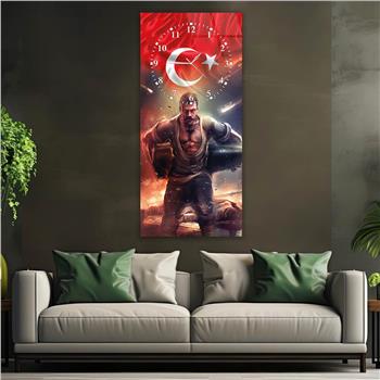 Vertikales bedrucktes Glas Nationenthema mit Uhr Oben  001