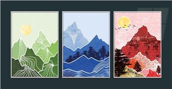 Alüminyum Çerçeveli Sanat Temalı 3lü Set MDF Tablo 0019