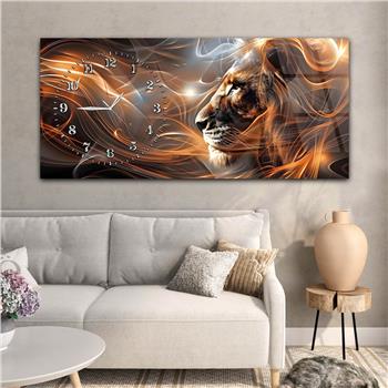 Yatay Saatli Yandan Sanat Temalı Cam Tablo 354