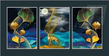 Alüminyum Çerçeveli Sanat Temalı 3lü Set MDF Tablo 0060