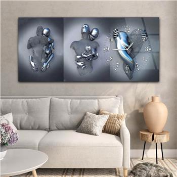 Horizontal bedrucktes Glas mit Kunst und Naturthema und einer Uhr an der Seite 092