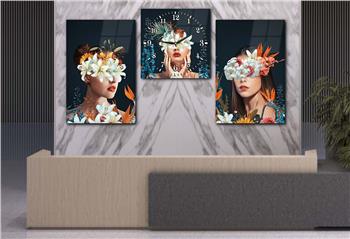 SANAT TEMALI CAM TABLO SAAT SETİ 