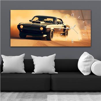 Yatay Saatli Yandan Sanat Temalı Cam Tablo 279