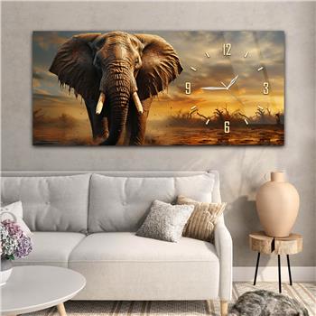 Yatay Saatli Yandan Sanat Temalı Cam Tablo 286