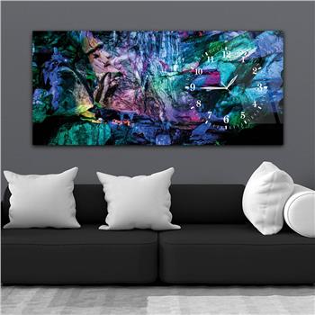 Horizontal bedrucktes Glas mit Kunst und Naturthema und einer Uhr an der Seite 036