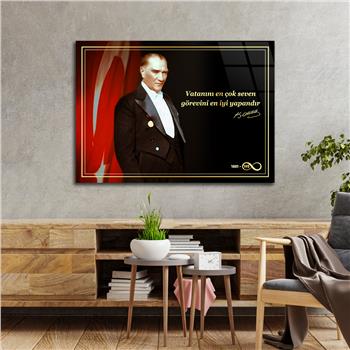 Yatay Vatan Temalı Cam Tablo 148