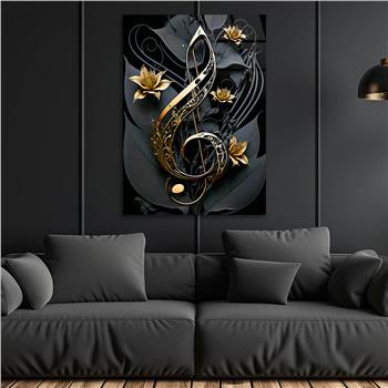 Dikey Sanat Temalı Cam Tablo 588