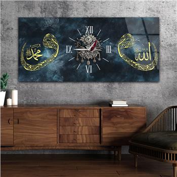 Tableau en verre à thème religieux avec horloge centrale horizontale  102