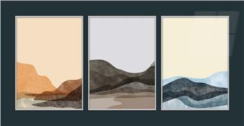 Alüminyum Çerçeveli Sanat Temalı 3lü Set MDF Tablo 0023