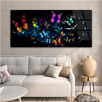 Yatay Saatli Yandan Sanat Temalı Cam Tablo 255