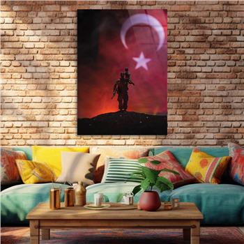 TÜRK BAYRAĞI TÜRK ASKERİ GÖRSELLİ CAM TABLO