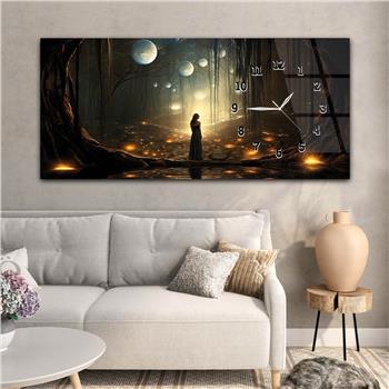 Yatay Saatli Yandan Sanat ve Doğa Temalı Cam Tablo 227