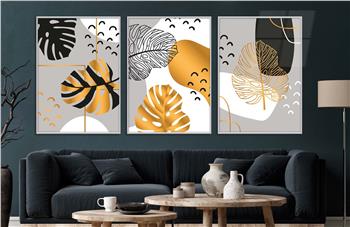 Alüminyum Çerçeveli Sanat Temalı 3lü Set CAM Tablo 0011