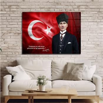 Yatay Vatan Temalı Cam Tablo 172