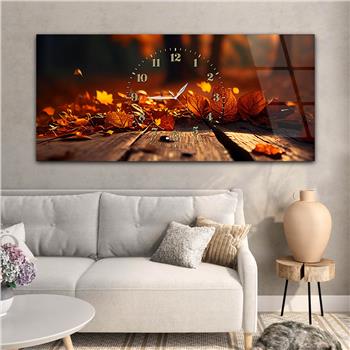 Yatay Saatli Ortadan Sanat Temalı Cam Tablo122