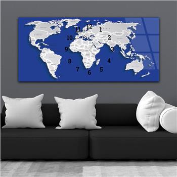 Yatay Saatli Ortadan Vatan Temalı Cam Tablo 091