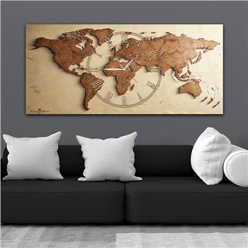 Yatay Saatli Ortadan Vatan Temalı Cam Tablo 118