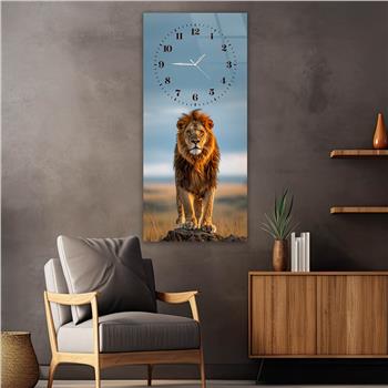 Dikey Üstten Saatli Sanat Temalı Cam Tablo 095