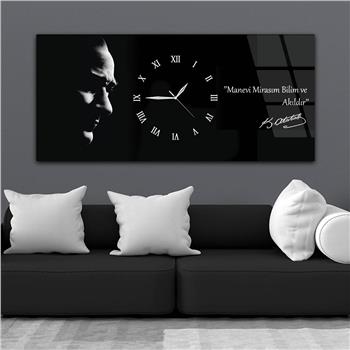 Tableau en verre sur le thème de la nation avec horloge centrale horizontale  016