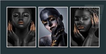 Alüminyum Çerçeveli Sanat Temalı 3lü Set MDF Tablo 0072