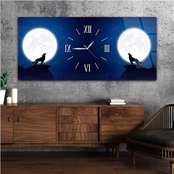 Horizontaal, in Het Midden Voorzien Van Een Klok, Kunst En Natuur Thema Gehard Glasschilderij 100