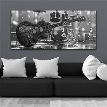 Yatay Saatli Yandan Sanat Temalı Cam Tablo 380