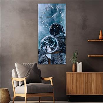 Vertikales bedrucktes Glas Kunst und Naturthema mit Uhr Oben  065