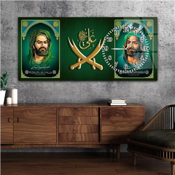 لوحة زجاجية أفقية ذات طابع ديني مع ساعة جانبية 043