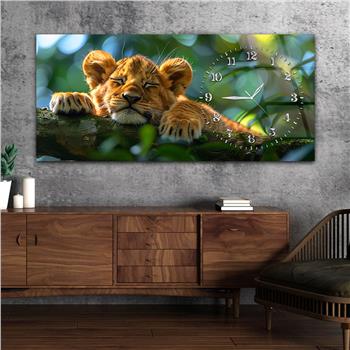 Yatay Saatli Yandan Sanat Temalı Cam Tablo 362