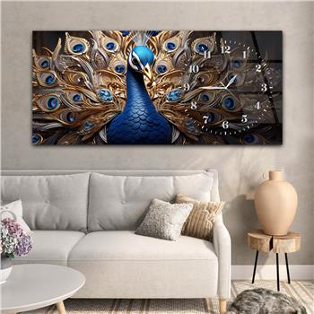 Yatay Saatli Yandan Sanat Temalı Cam Tablo 383