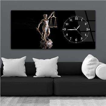 Horizontal bedrucktes Glas mit Kunst und Naturthema und einer Uhr an der Seite 110