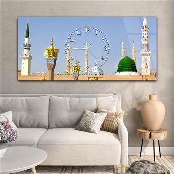 Tableau en verre à thème religieux avec horloge centrale horizontale  026