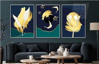 Alüminyum Çerçeveli Sanat Temalı 3lü Set CAM Tablo 0005