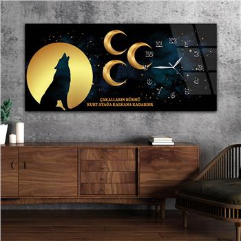 Horizontal bedrucktes Glas mit Nationenthema und einer Uhr an der Seite 020